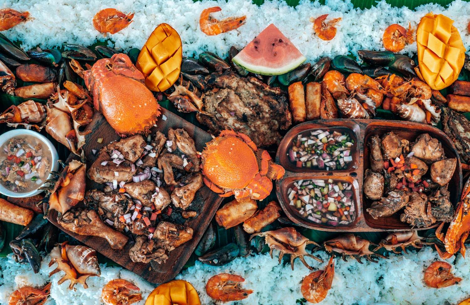 Fresh grilled seafood on the beach
